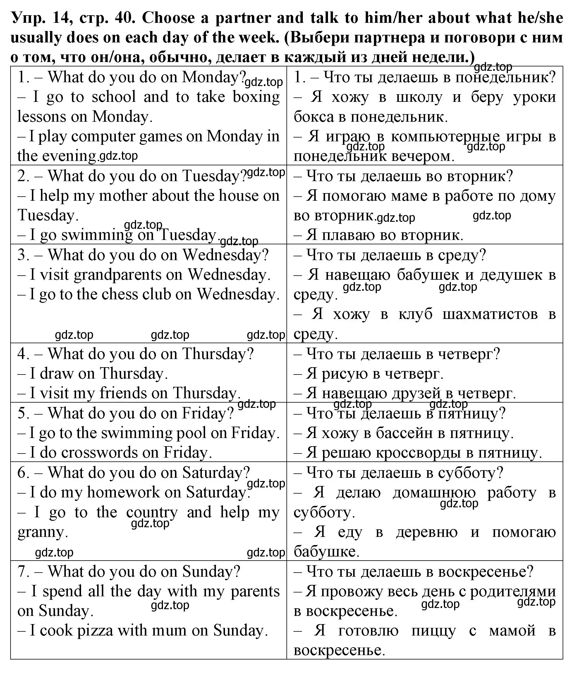 Решение 2. номер 14 (страница 40) гдз по английскому языку 4 класс Верещагина, Афанасьева, учебник 1 часть