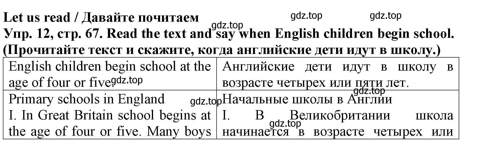 Решение 2. номер 12 (страница 67) гдз по английскому языку 4 класс Верещагина, Афанасьева, учебник 1 часть