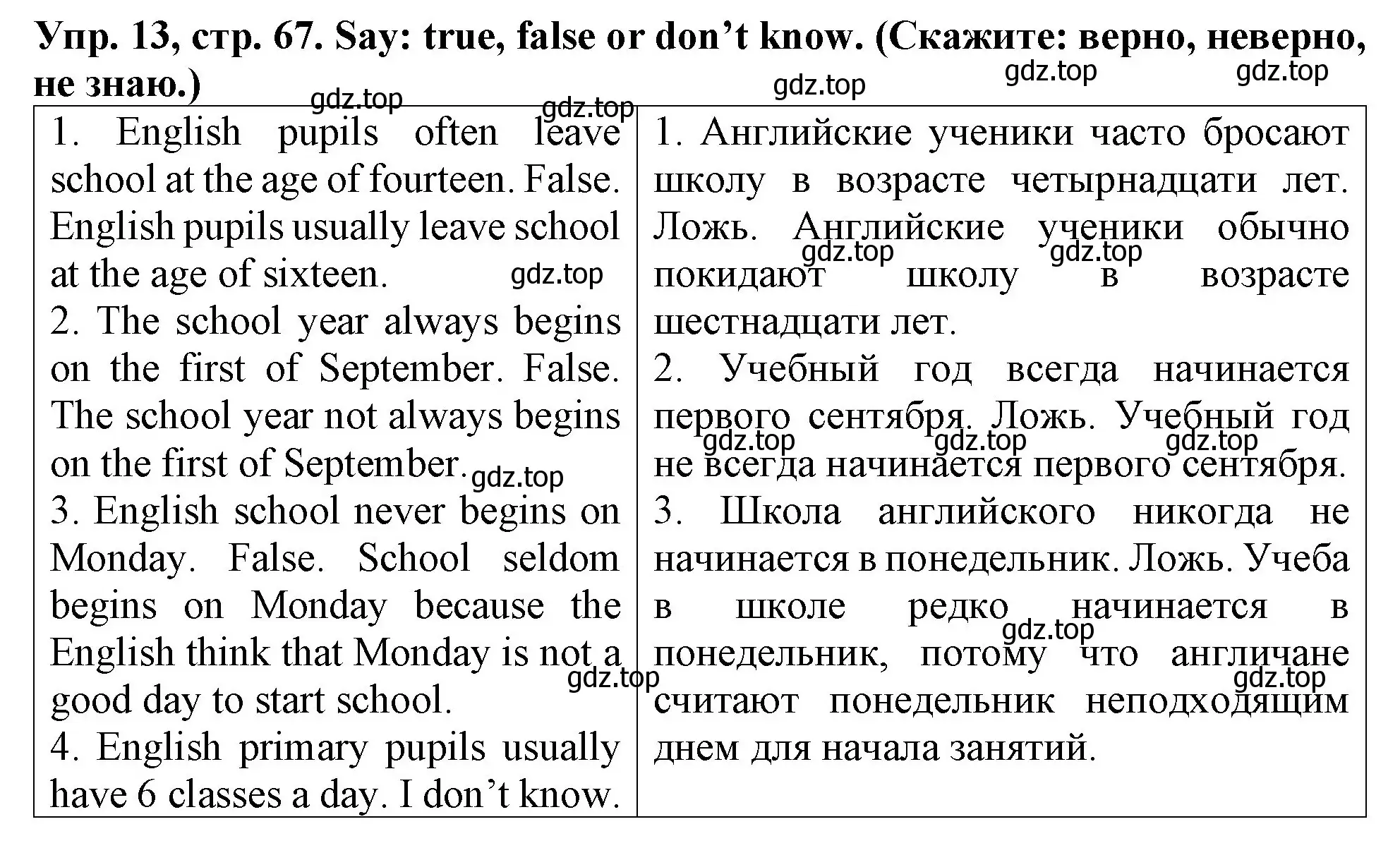Решение 2. номер 13 (страница 67) гдз по английскому языку 4 класс Верещагина, Афанасьева, учебник 1 часть