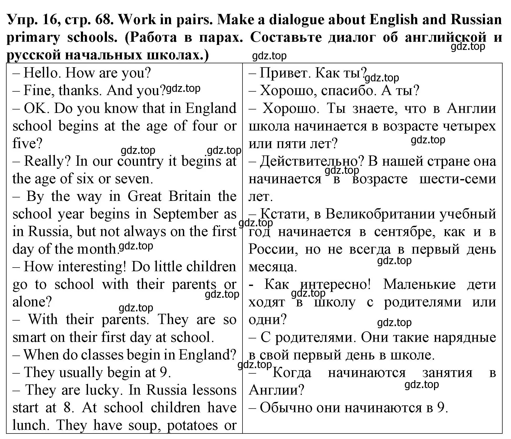 Решение 2. номер 16 (страница 68) гдз по английскому языку 4 класс Верещагина, Афанасьева, учебник 1 часть