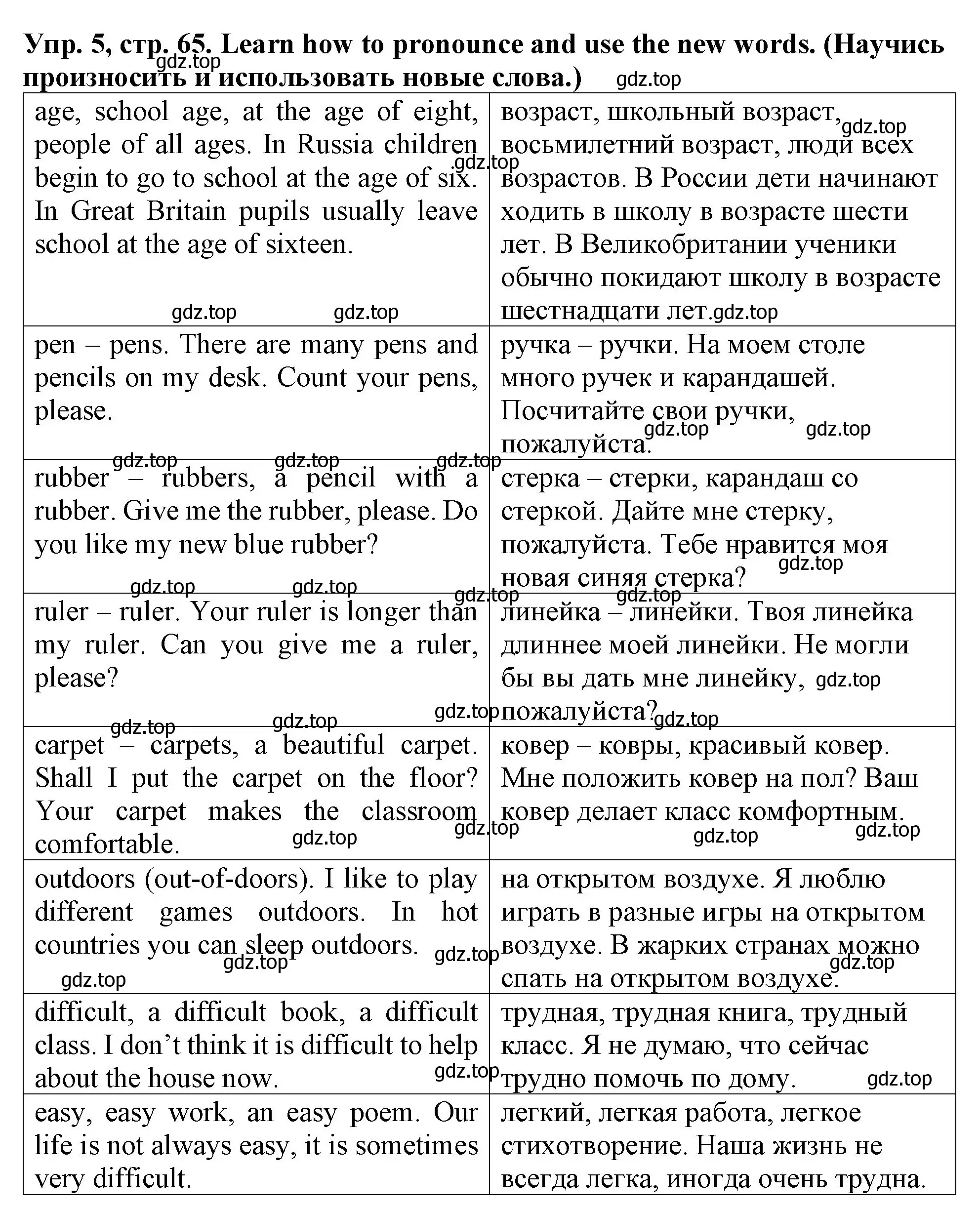 Решение 2. номер 5 (страница 65) гдз по английскому языку 4 класс Верещагина, Афанасьева, учебник 1 часть