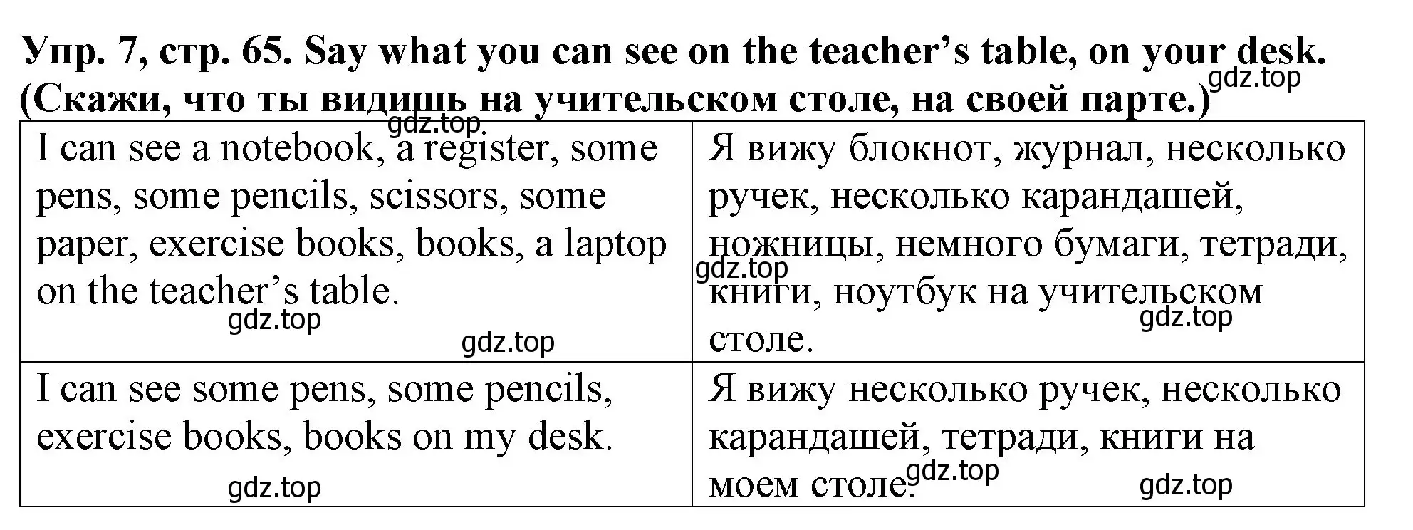 Решение 2. номер 7 (страница 65) гдз по английскому языку 4 класс Верещагина, Афанасьева, учебник 1 часть
