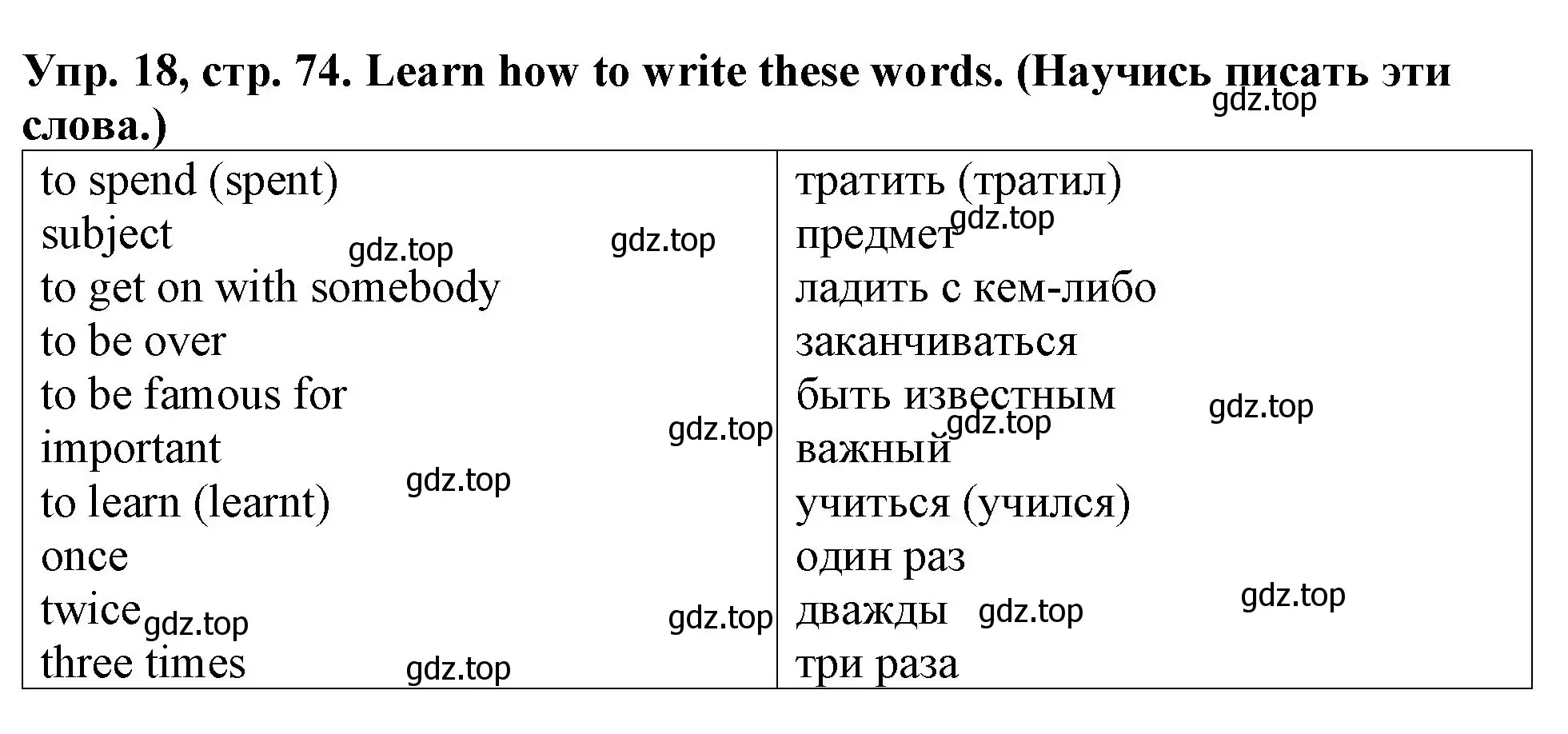 Решение 2. номер 18 (страница 74) гдз по английскому языку 4 класс Верещагина, Афанасьева, учебник 1 часть