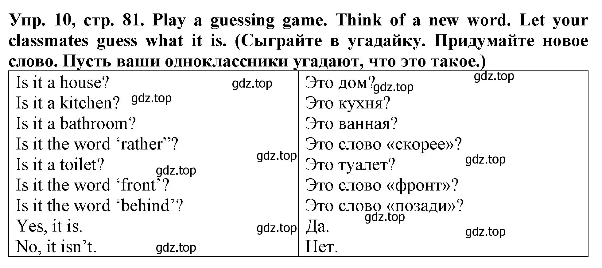 Решение 2. номер 10 (страница 81) гдз по английскому языку 4 класс Верещагина, Афанасьева, учебник 1 часть