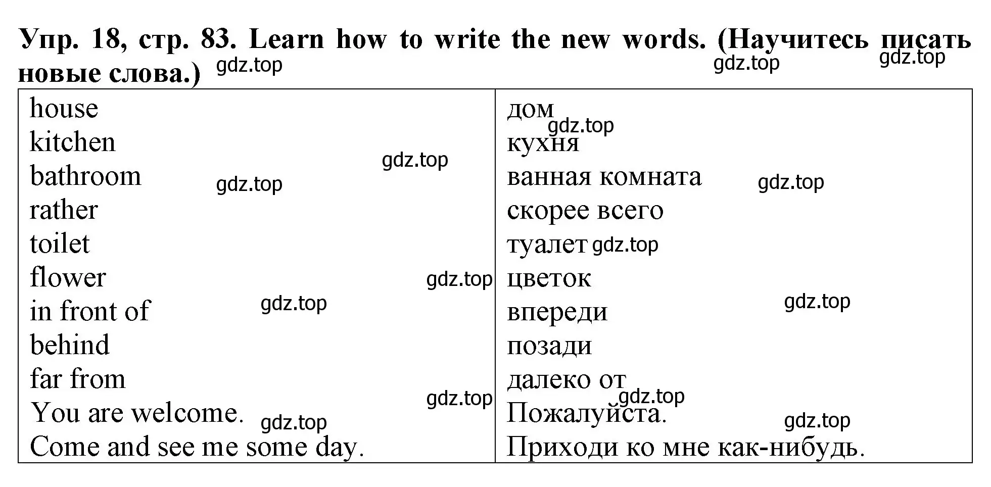 Решение 2. номер 18 (страница 83) гдз по английскому языку 4 класс Верещагина, Афанасьева, учебник 1 часть