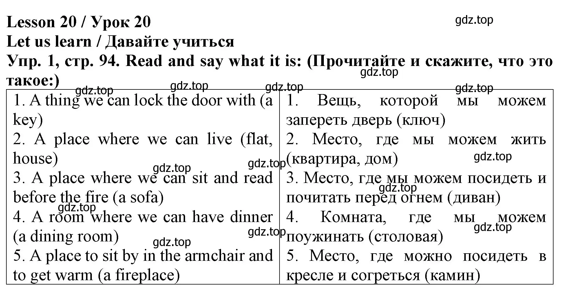 Решение 2. номер 1 (страница 94) гдз по английскому языку 4 класс Верещагина, Афанасьева, учебник 1 часть