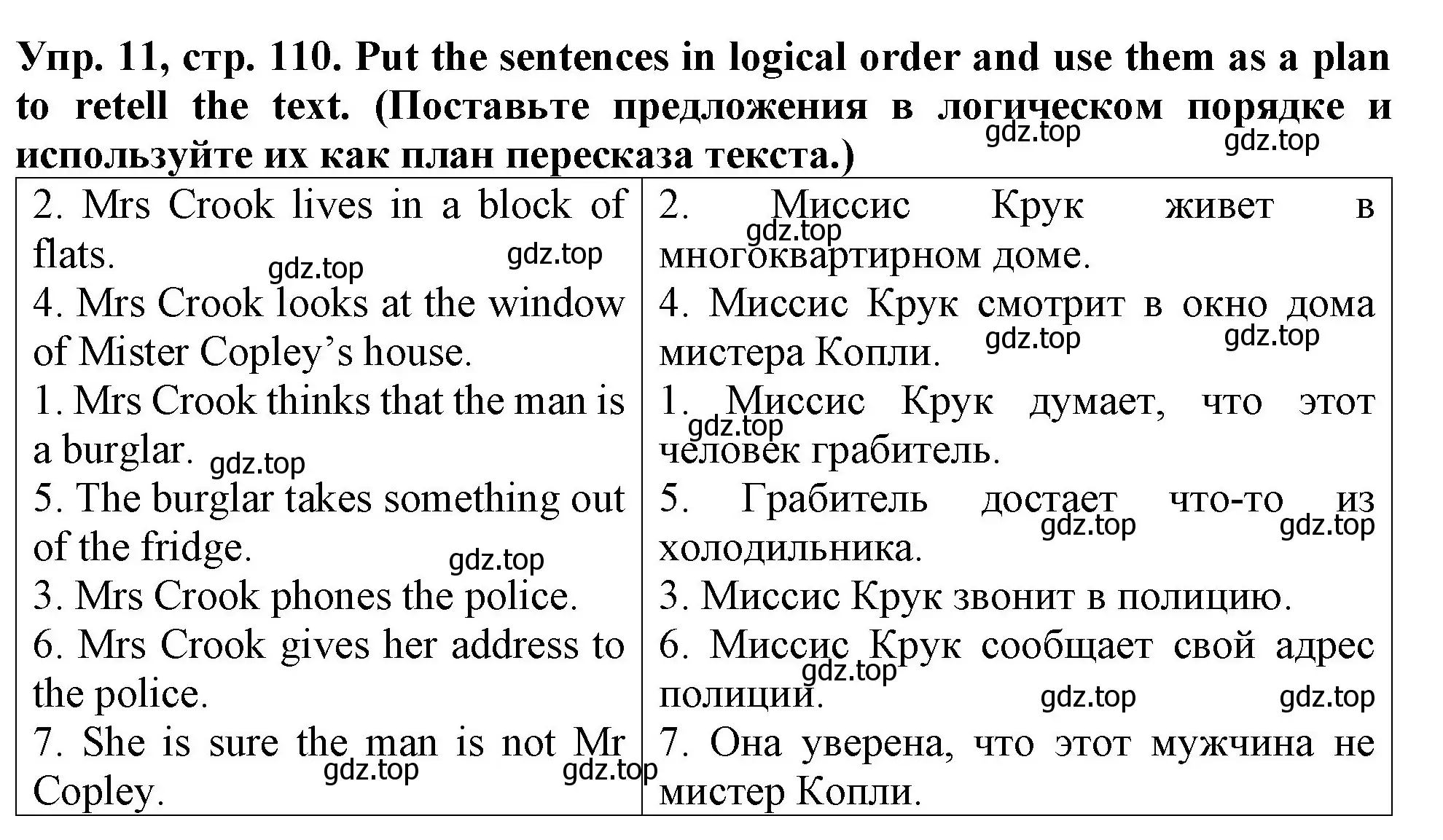 Решение 2. номер 11 (страница 110) гдз по английскому языку 4 класс Верещагина, Афанасьева, учебник 1 часть