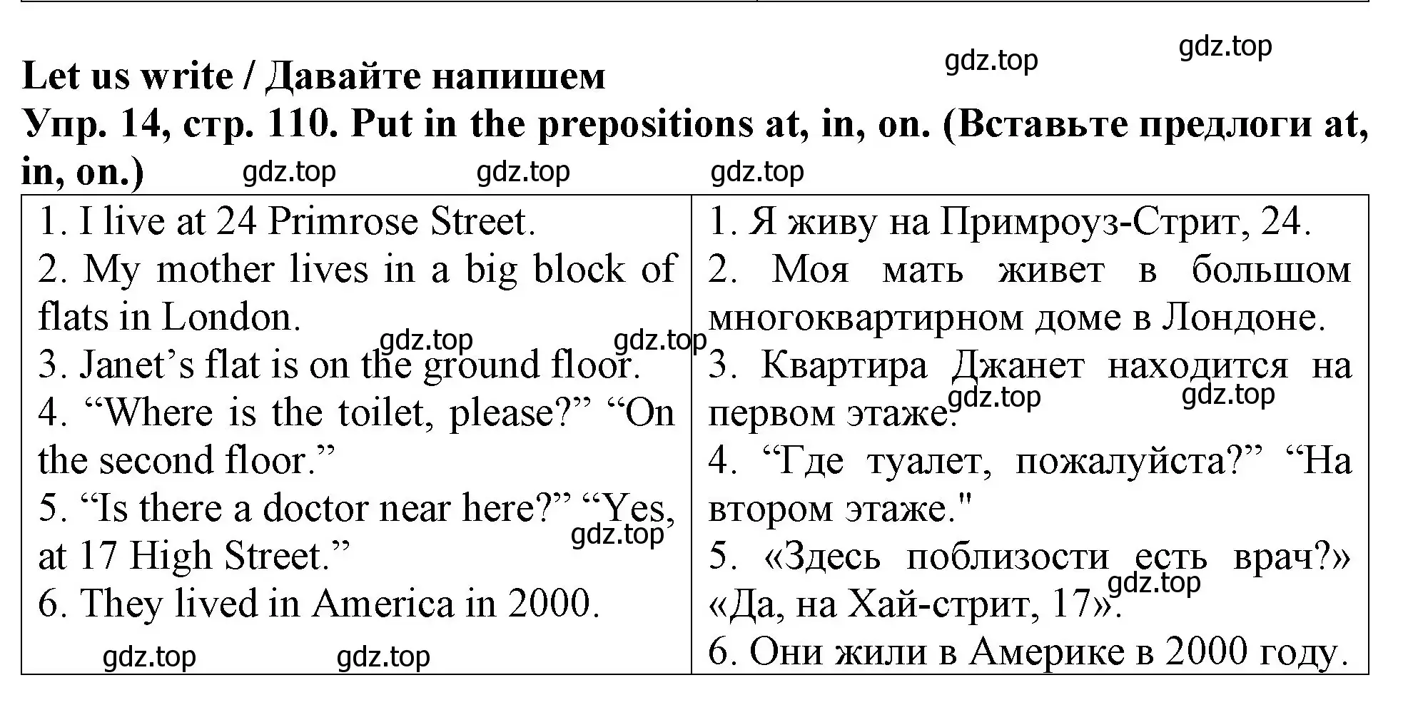 Решение 2. номер 14 (страница 110) гдз по английскому языку 4 класс Верещагина, Афанасьева, учебник 1 часть