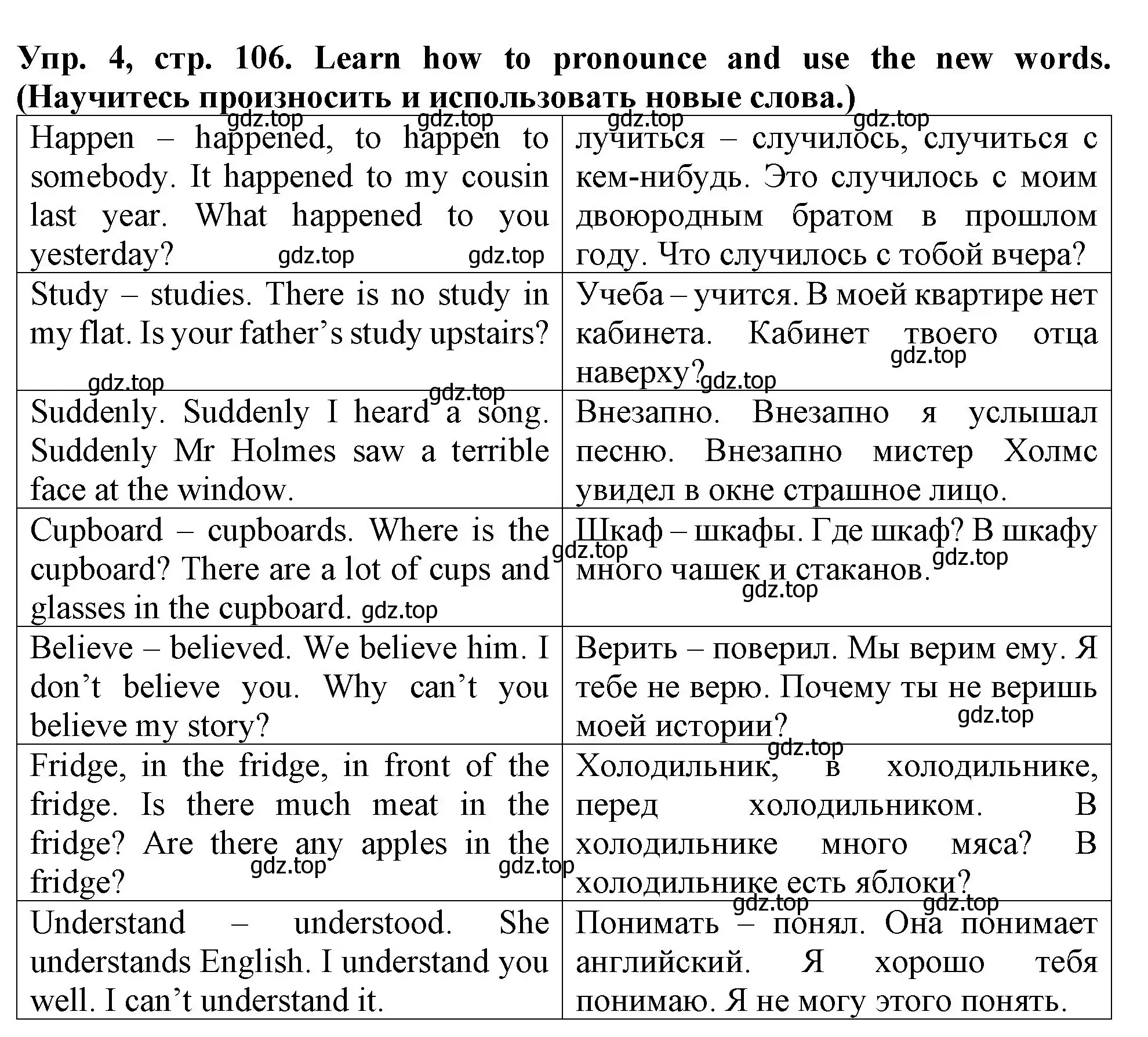 Решение 2. номер 4 (страница 106) гдз по английскому языку 4 класс Верещагина, Афанасьева, учебник 1 часть