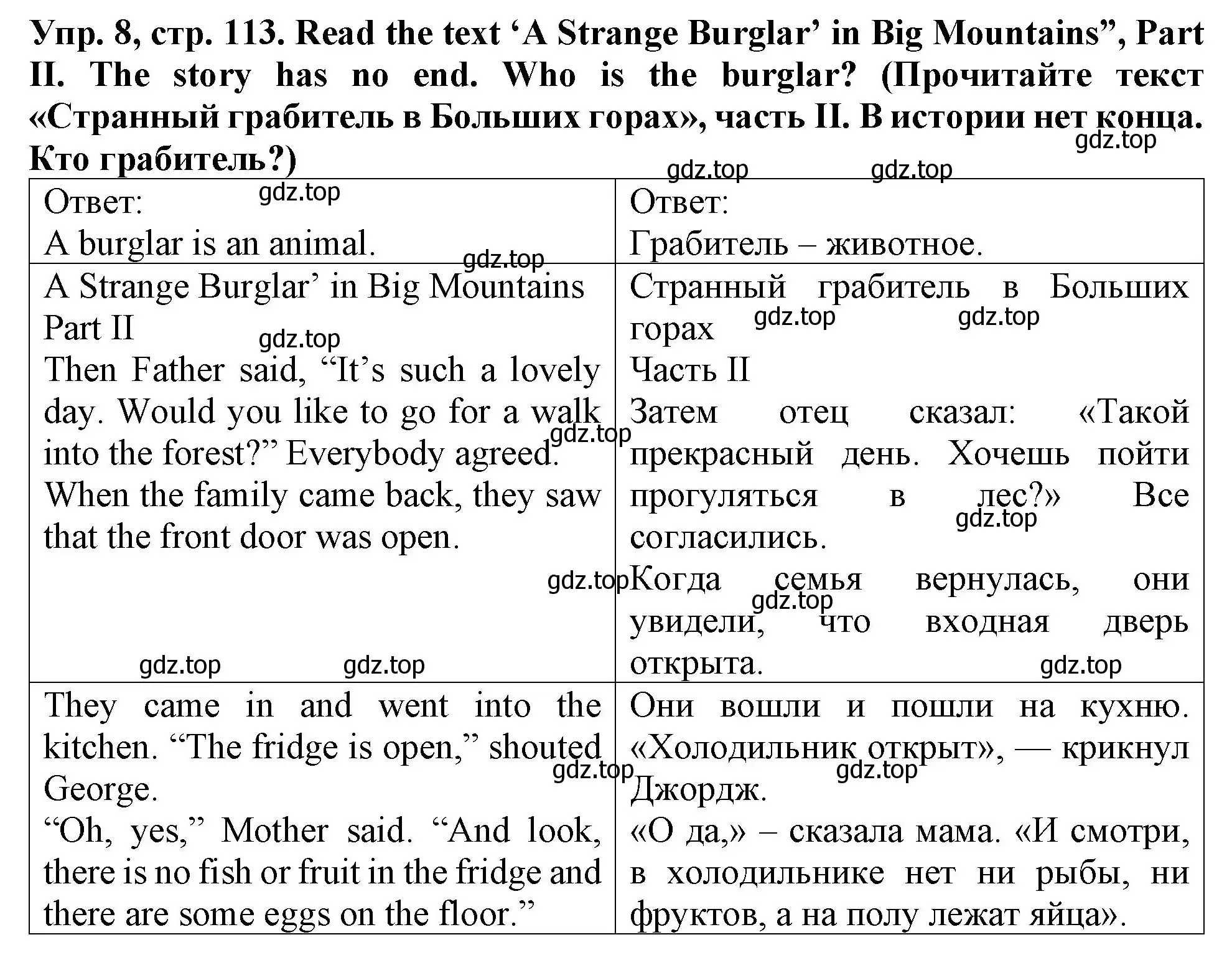 Решение 2. номер 8 (страница 113) гдз по английскому языку 4 класс Верещагина, Афанасьева, учебник 1 часть