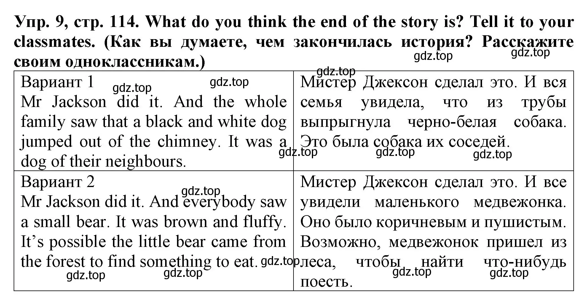 Решение 2. номер 9 (страница 114) гдз по английскому языку 4 класс Верещагина, Афанасьева, учебник 1 часть