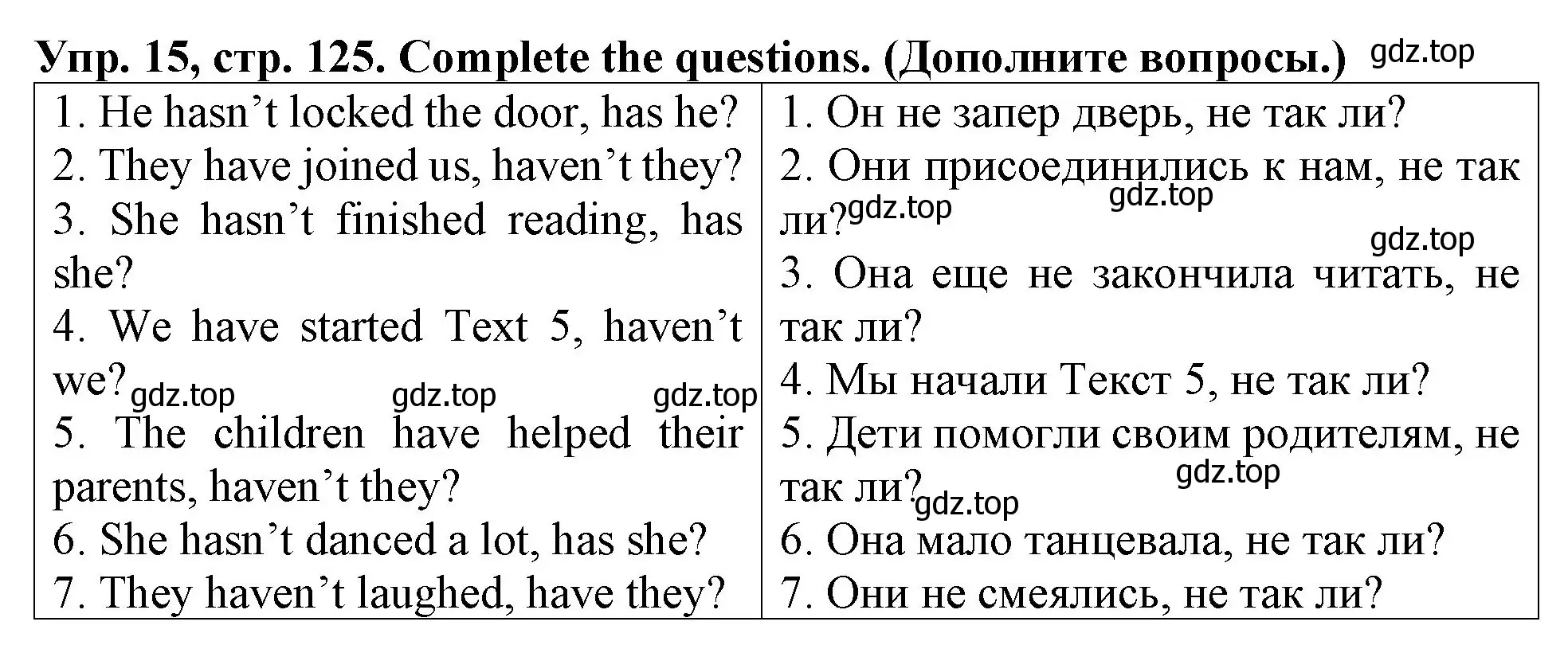 Решение 2. номер 15 (страница 125) гдз по английскому языку 4 класс Верещагина, Афанасьева, учебник 1 часть