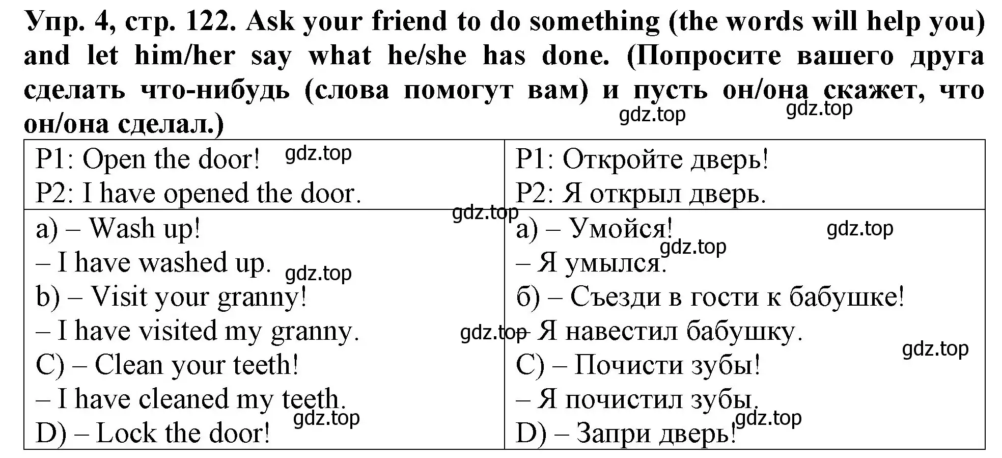 Решение 2. номер 4 (страница 122) гдз по английскому языку 4 класс Верещагина, Афанасьева, учебник 1 часть