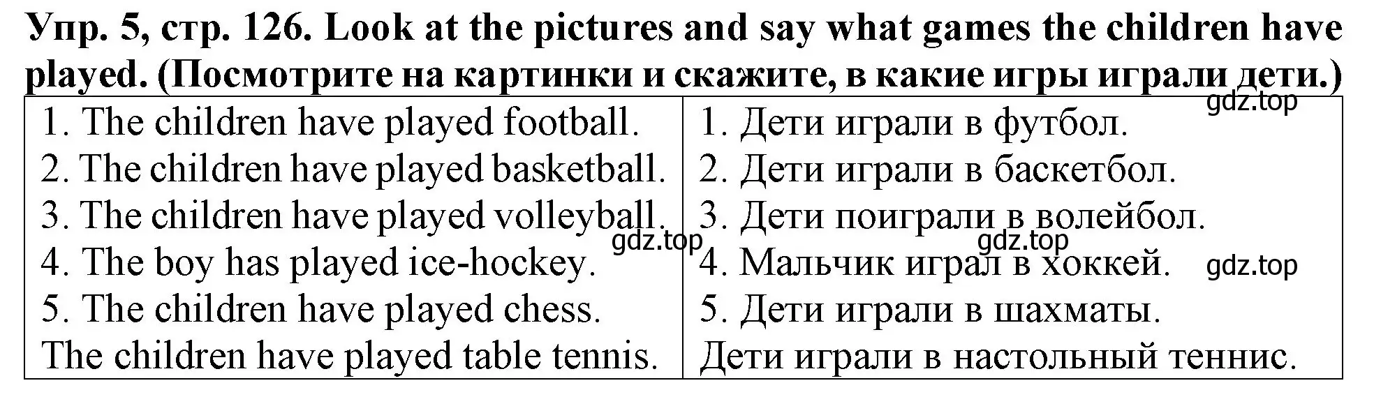 Решение 2. номер 5 (страница 126) гдз по английскому языку 4 класс Верещагина, Афанасьева, учебник 1 часть