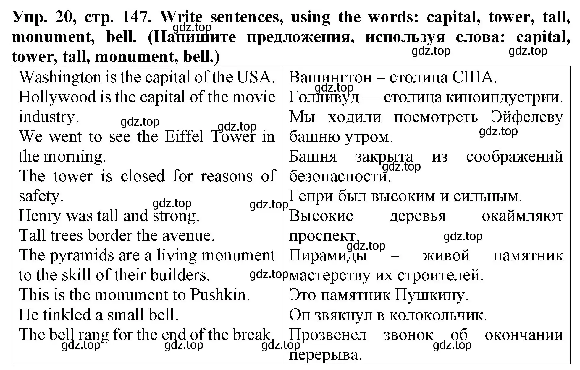 Решение 2. номер 20 (страница 147) гдз по английскому языку 4 класс Верещагина, Афанасьева, учебник 1 часть