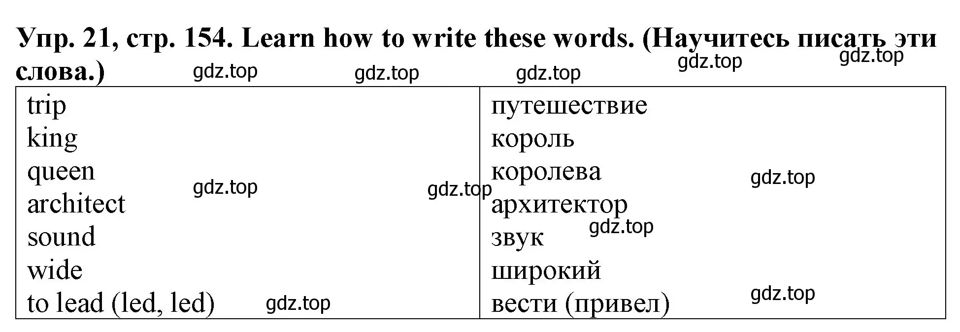 Решение 2. номер 21 (страница 154) гдз по английскому языку 4 класс Верещагина, Афанасьева, учебник 1 часть