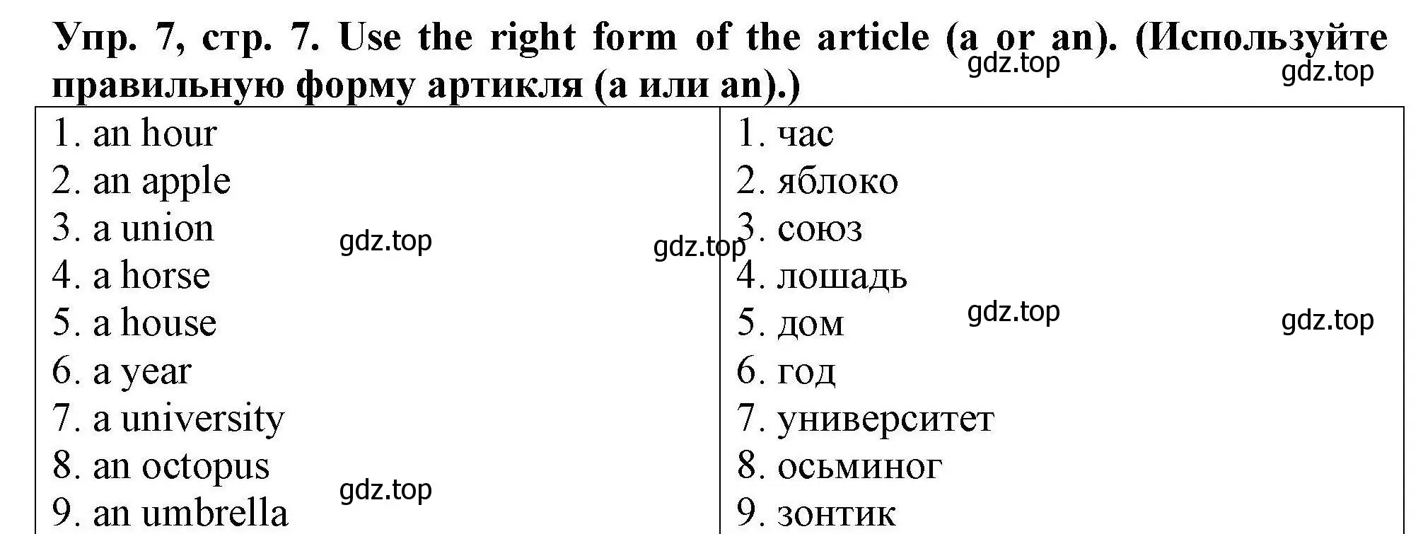 Решение номер 7 (страница 7) гдз по английскому языку 5 класс Комиссаров, Кирдяева, тренировочные упражнения в формате ОГЭ