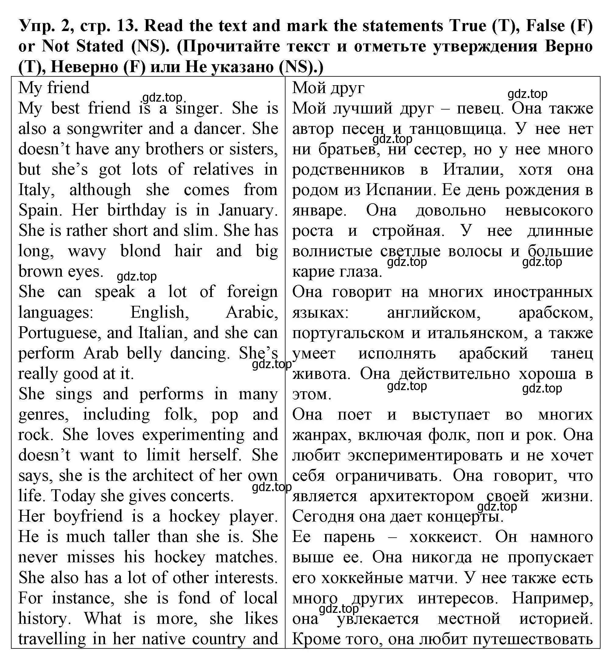 Решение номер 2 (страница 13) гдз по английскому языку 5 класс Комиссаров, Кирдяева, тренировочные упражнения в формате ОГЭ