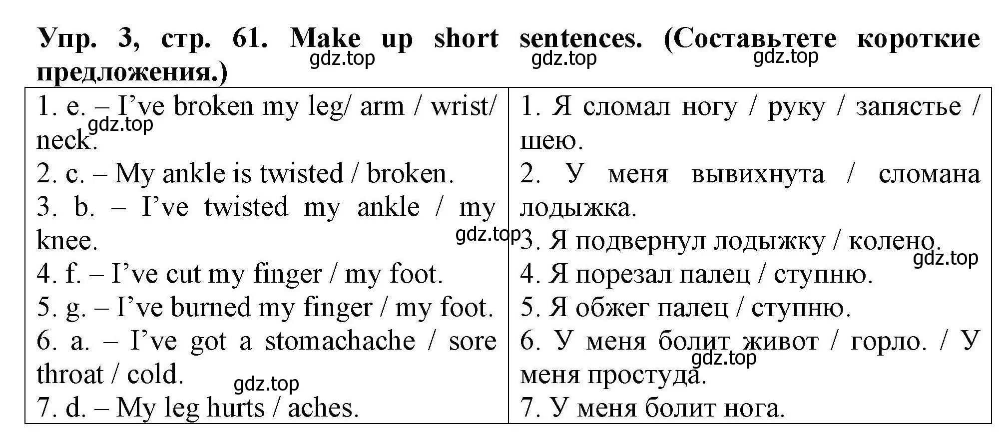 Решение номер 3 (страница 61) гдз по английскому языку 5 класс Комиссаров, Кирдяева, тренировочные упражнения в формате ОГЭ