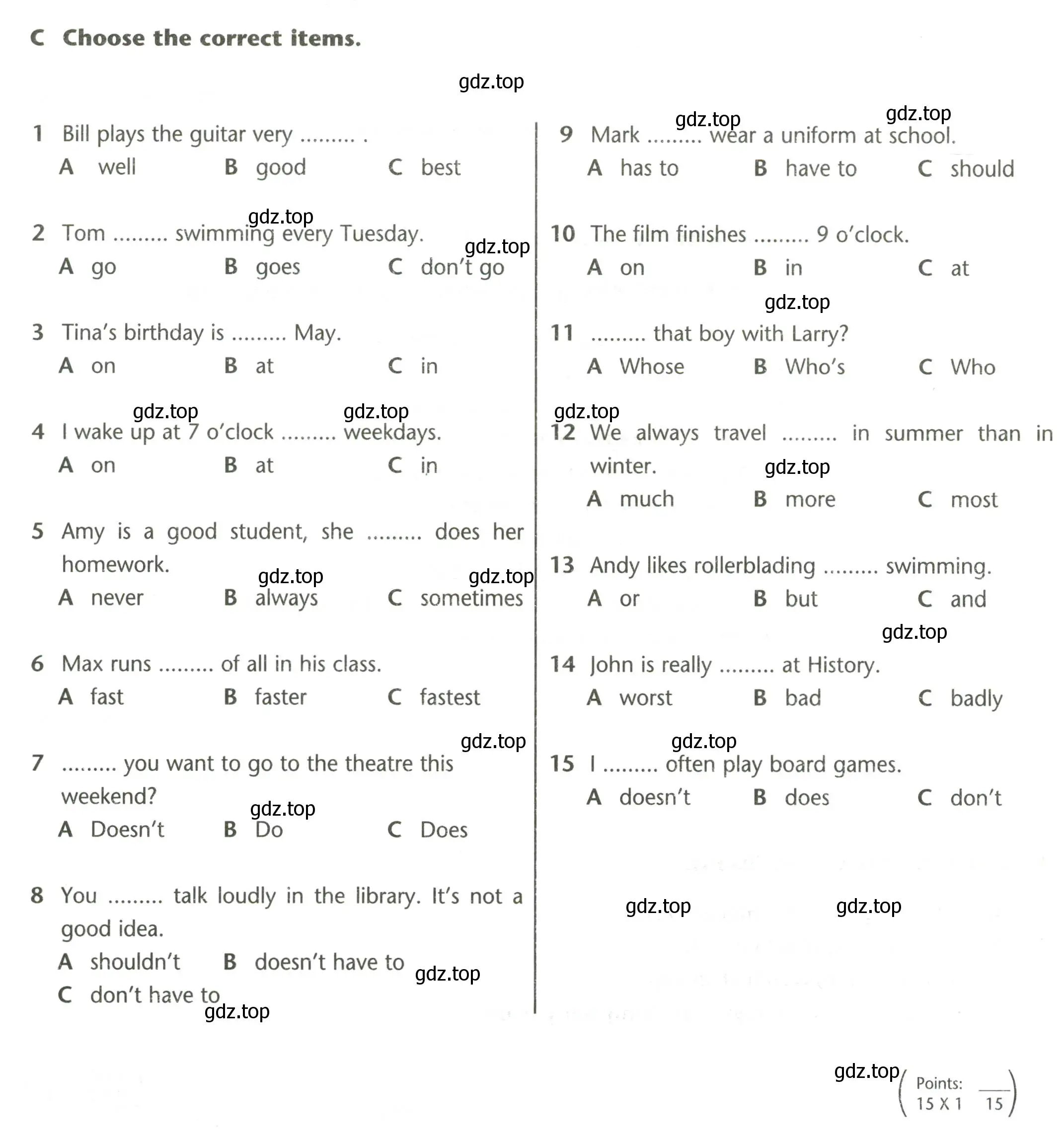 Условие  C (страница 16) гдз по английскому языку 5 класс Баранова, Дули, контрольные задания