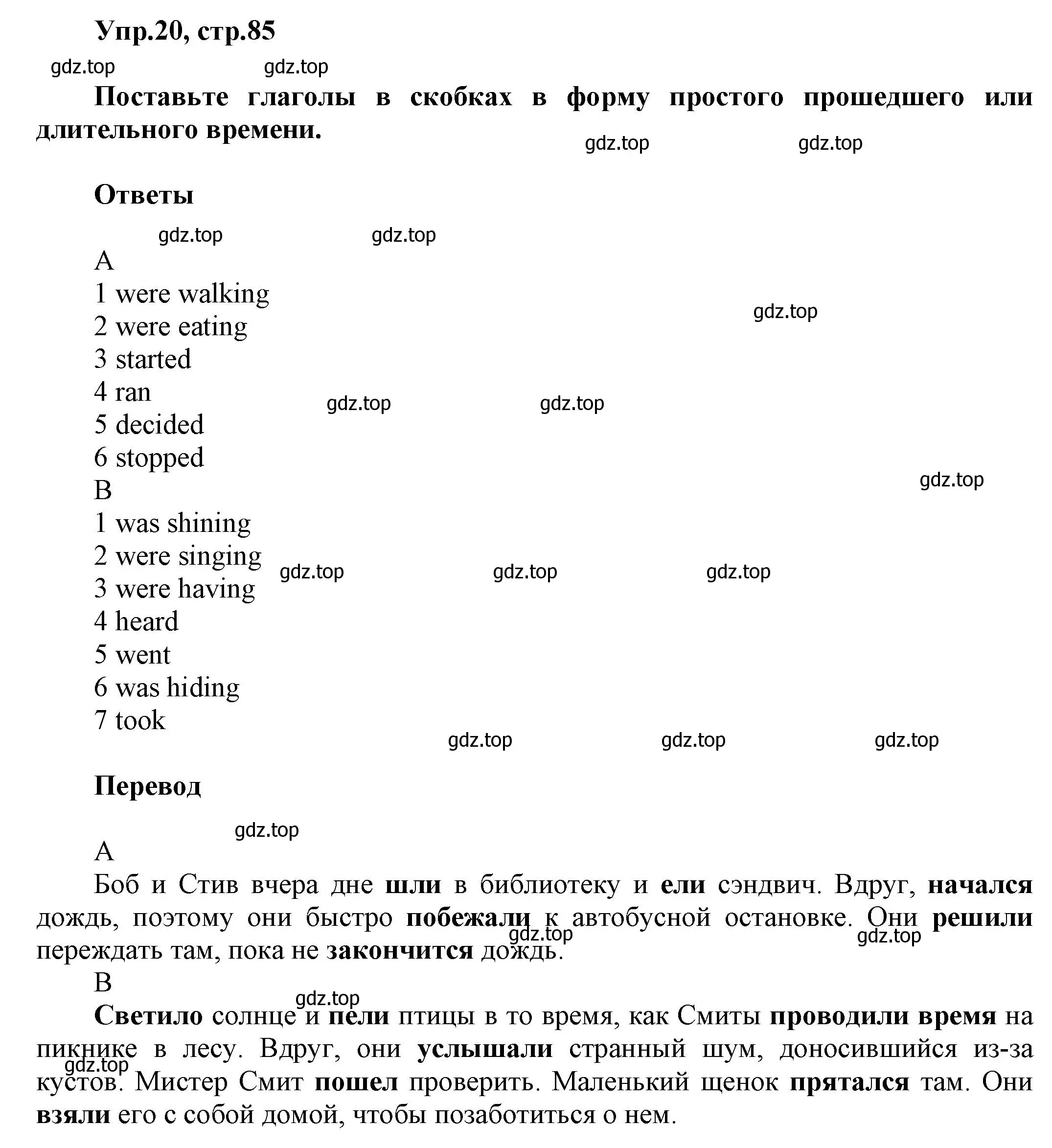 Решение номер 20 (страница 85) гдз по английскому языку 5 класс Баранова, Дули, рабочая тетрадь