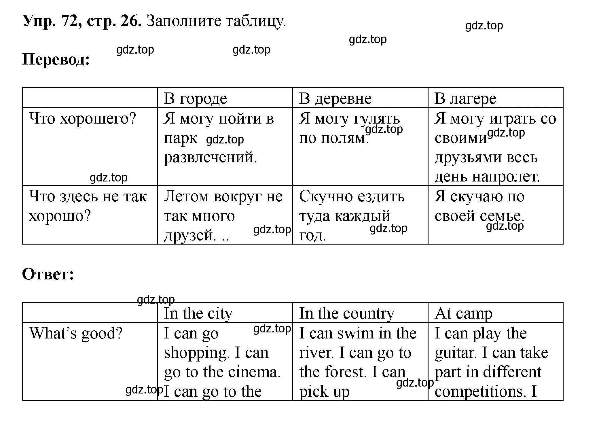 Решение номер 72 (страница 26) гдз по английскому языку 5 класс Биболетова, Денисенко, учебник