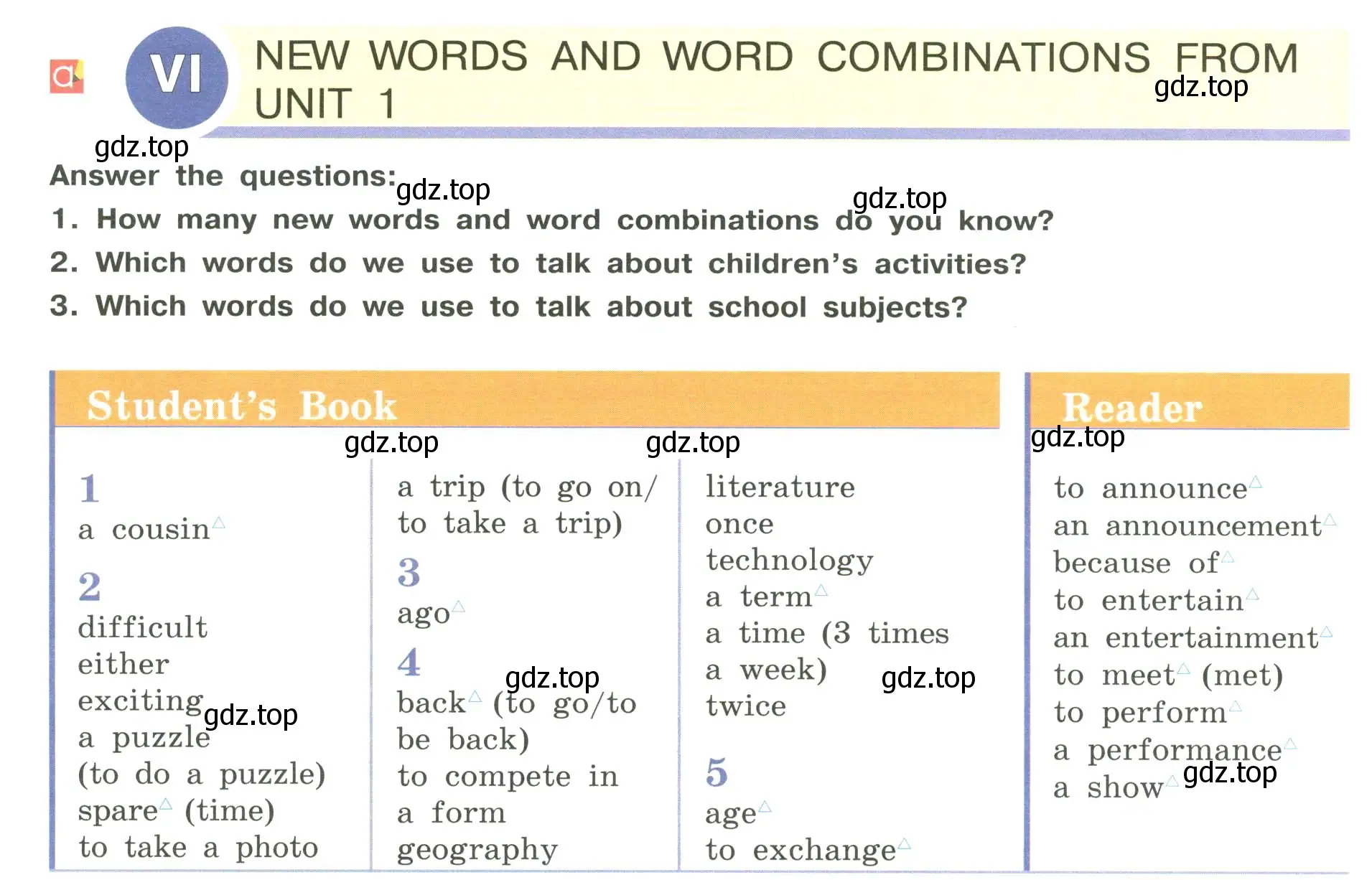 Условие  6 new words and word combinations from unit 8 (страница 22) гдз по английскому языку 5 класс Кузовлев, Лапа, учебник