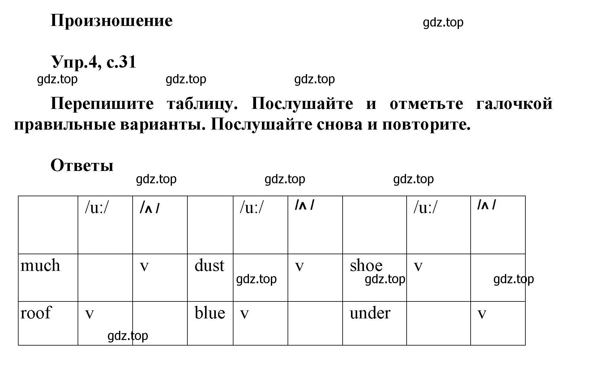 Решение номер 4 (страница 31) гдз по английскому языку 5 класс Баранова, Дули, учебник