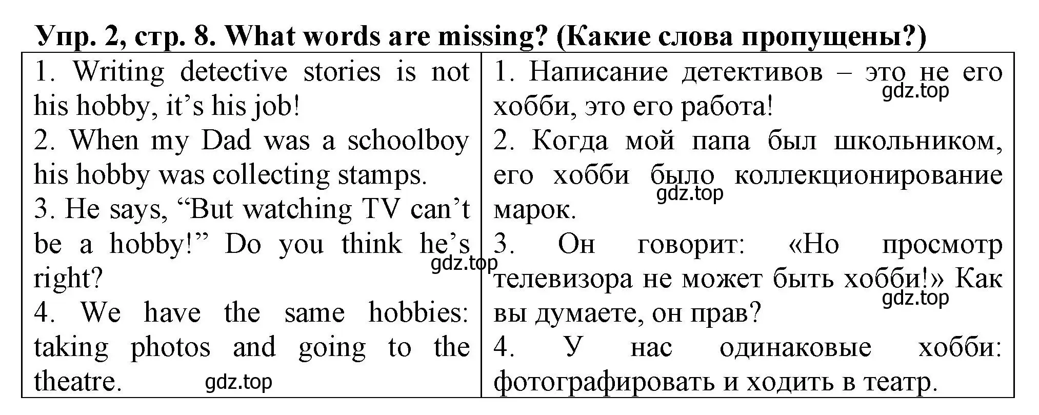 Решение номер 2 (страница 8) гдз по английскому языку 5 класс Терентьева, контрольные задания