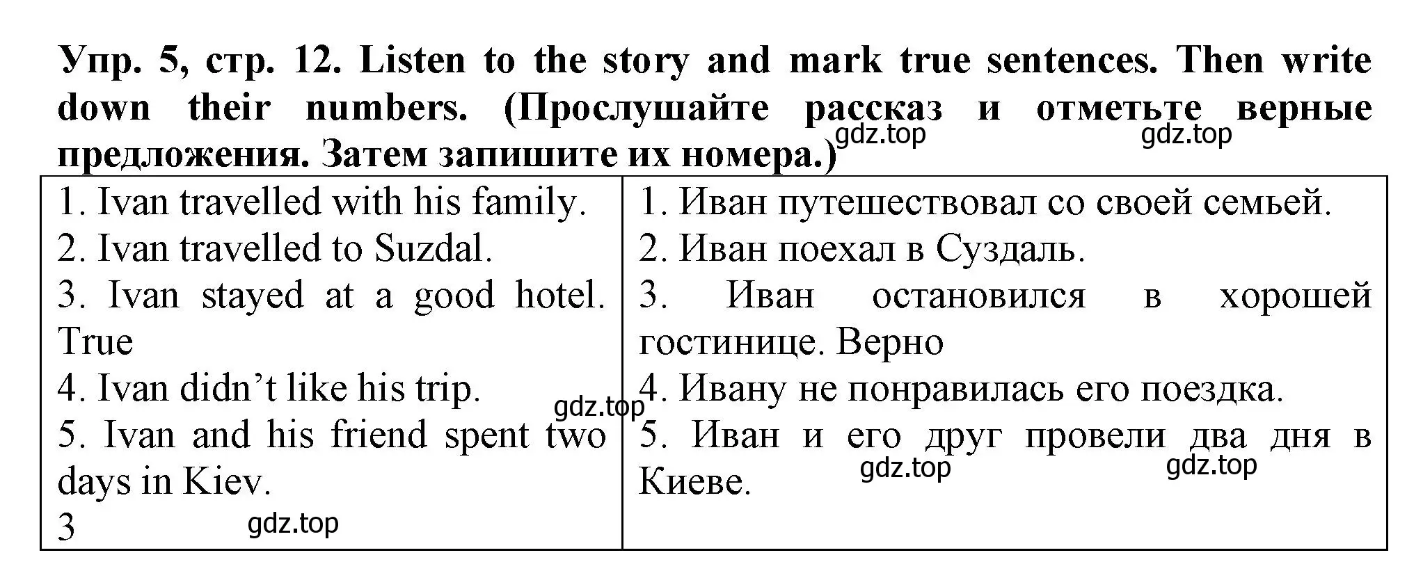 Решение номер 5 (страница 12) гдз по английскому языку 5 класс Терентьева, контрольные задания