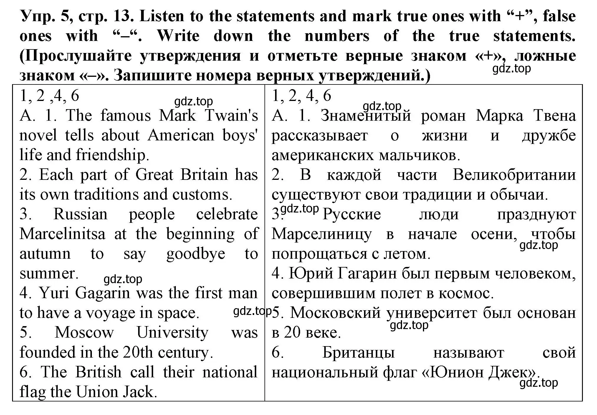 Решение номер 5 (страница 13) гдз по английскому языку 5 класс Терентьева, контрольные задания