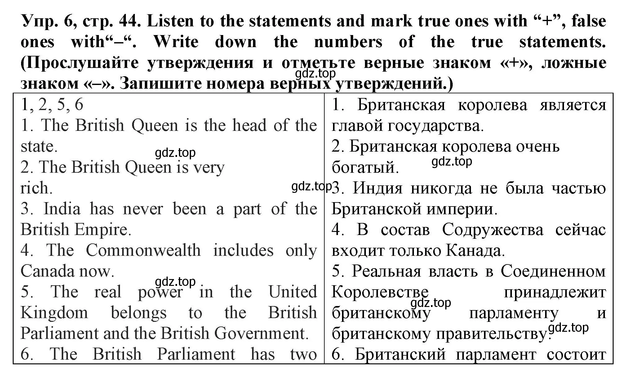 Решение номер 6 (страница 44) гдз по английскому языку 5 класс Терентьева, контрольные задания