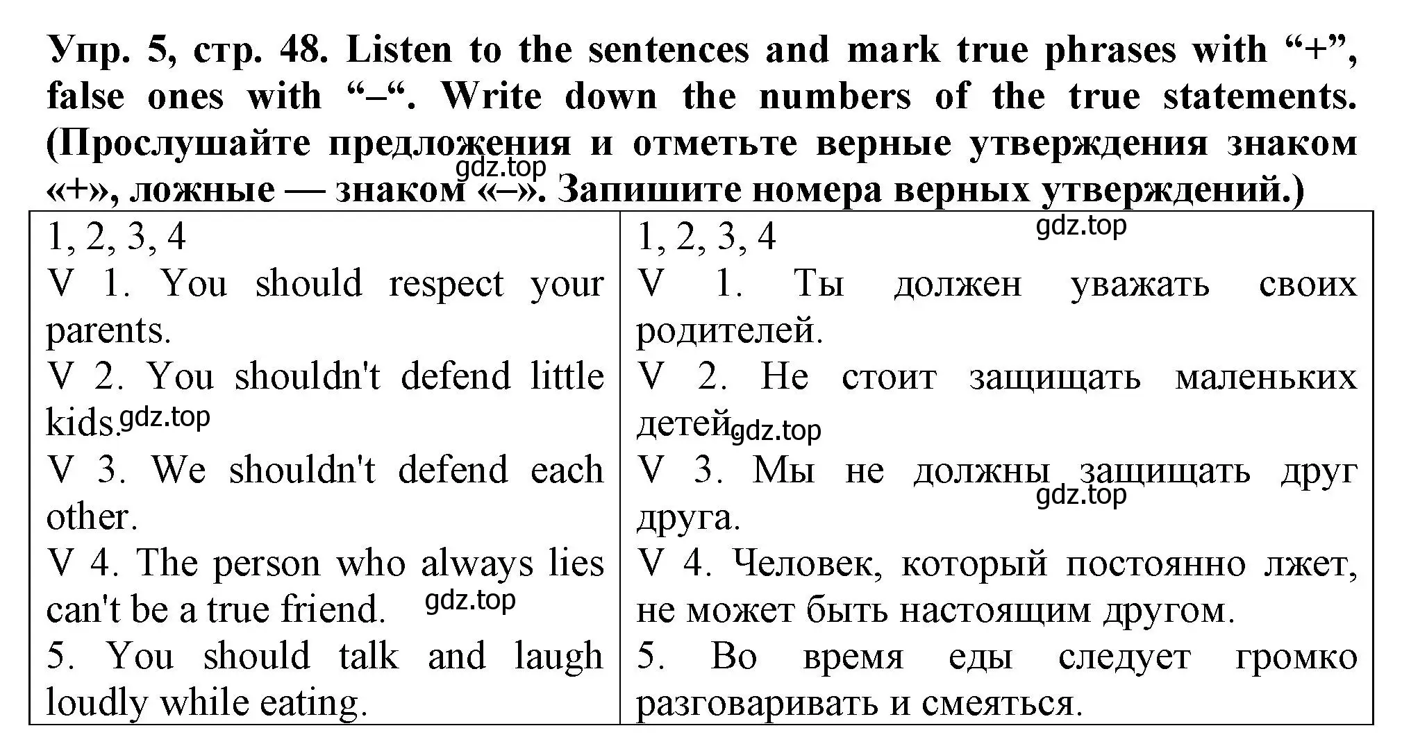 Решение номер 5 (страница 48) гдз по английскому языку 5 класс Терентьева, контрольные задания