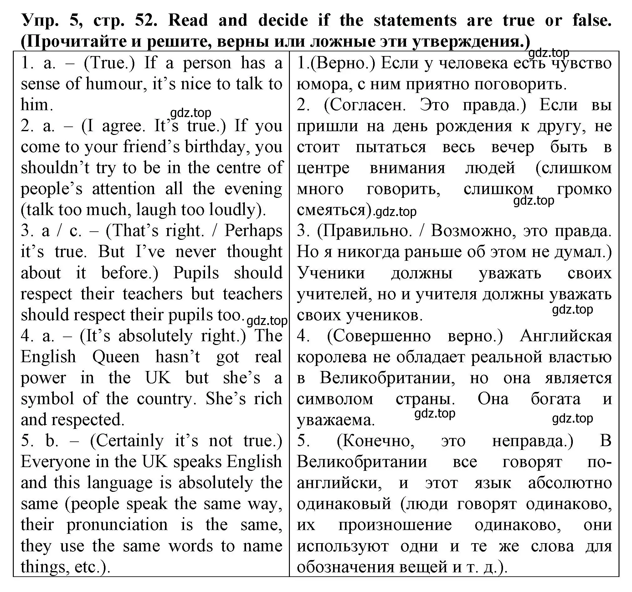 Решение номер 5 (страница 52) гдз по английскому языку 5 класс Терентьева, контрольные задания