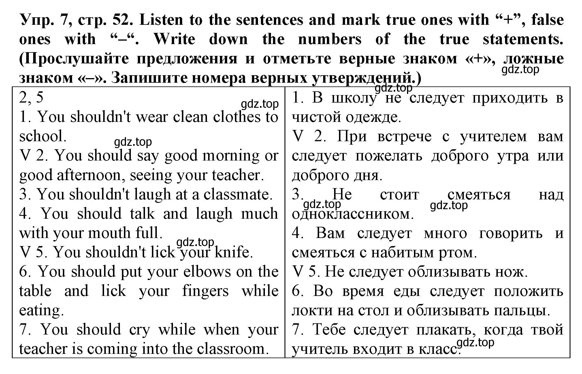 Решение номер 7 (страница 52) гдз по английскому языку 5 класс Терентьева, контрольные задания