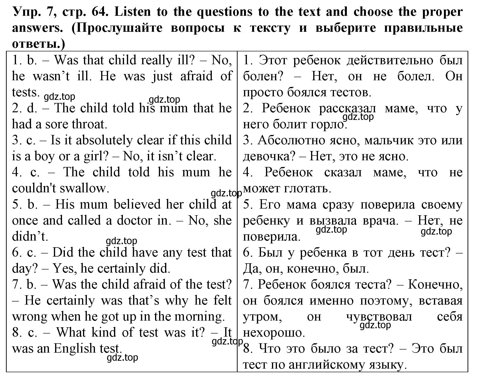 Решение номер 7 (страница 64) гдз по английскому языку 5 класс Терентьева, контрольные задания
