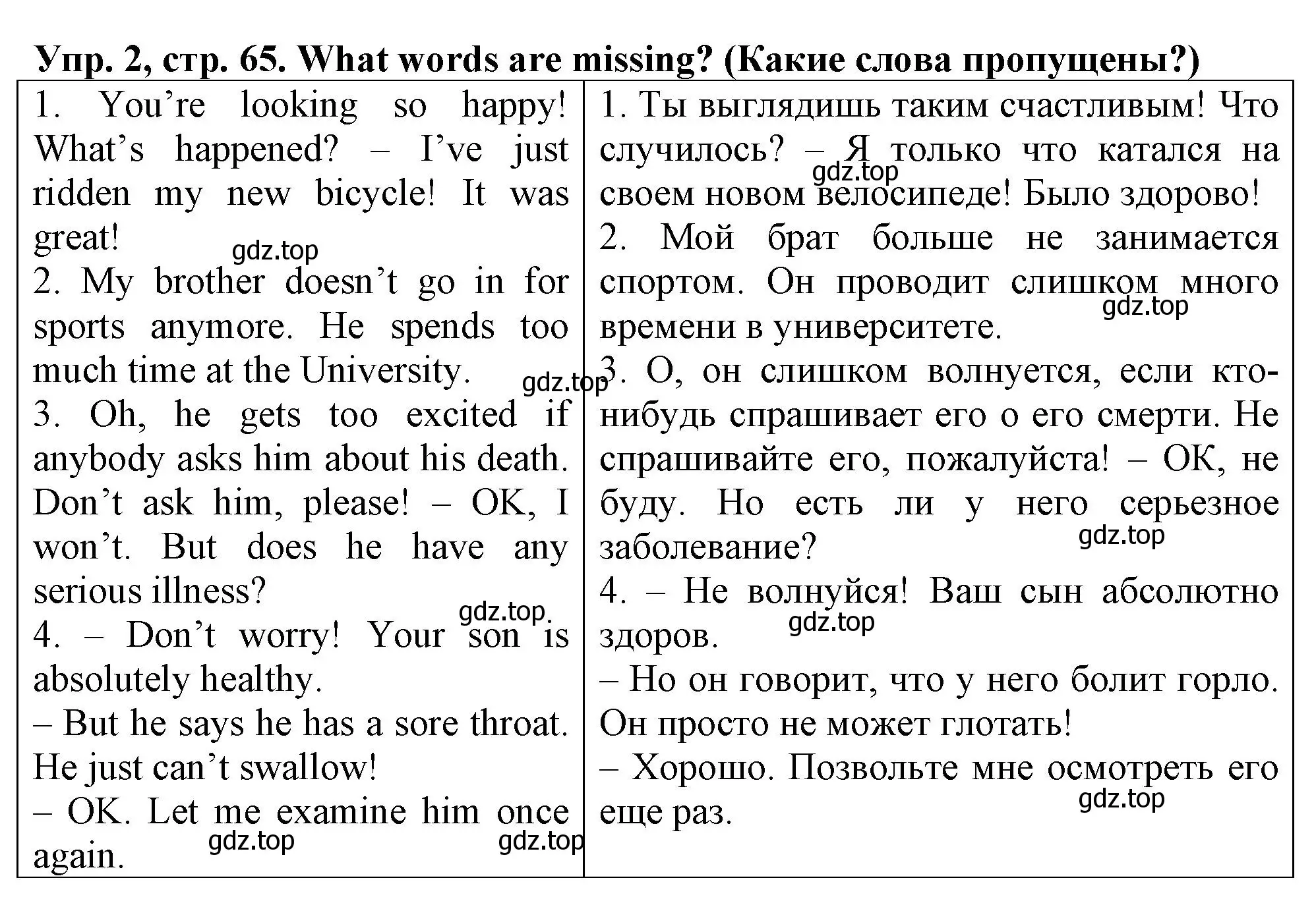 Решение номер 2 (страница 65) гдз по английскому языку 5 класс Терентьева, контрольные задания