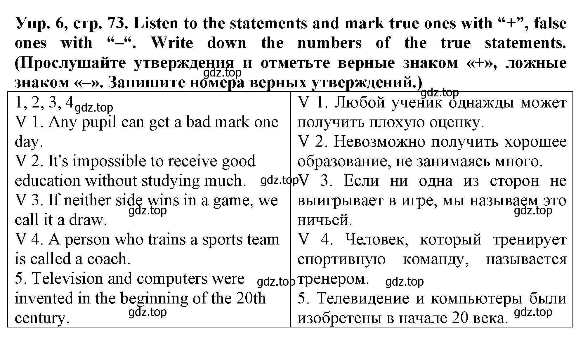 Решение номер 6 (страница 73) гдз по английскому языку 5 класс Терентьева, контрольные задания