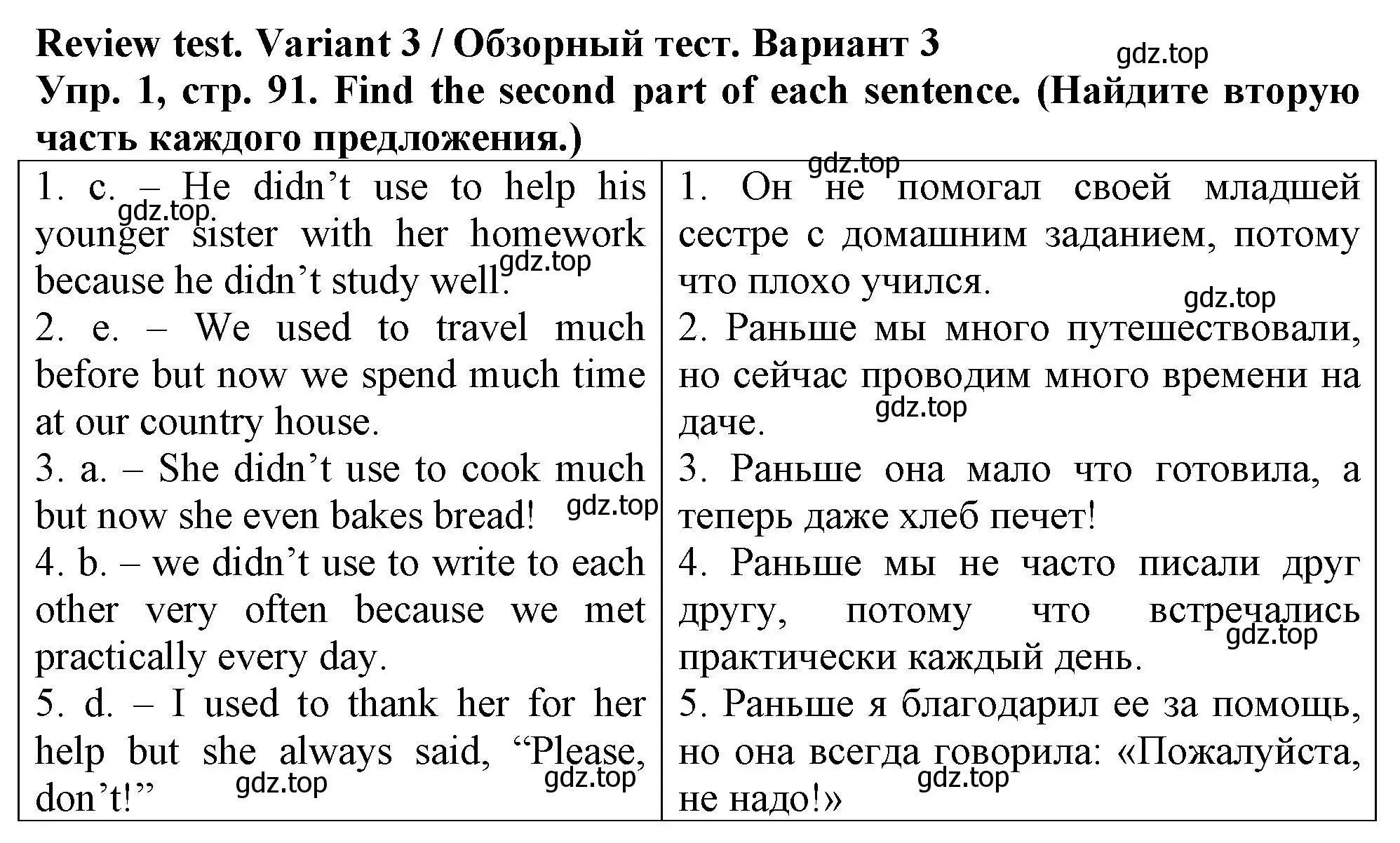 Решение номер 1 (страница 91) гдз по английскому языку 5 класс Терентьева, контрольные задания