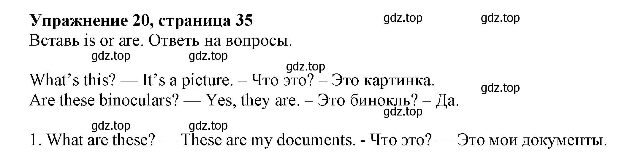 Решение номер 20 (страница 35) гдз по английскому языку 5 класс Тимофеева, грамматический тренажёр