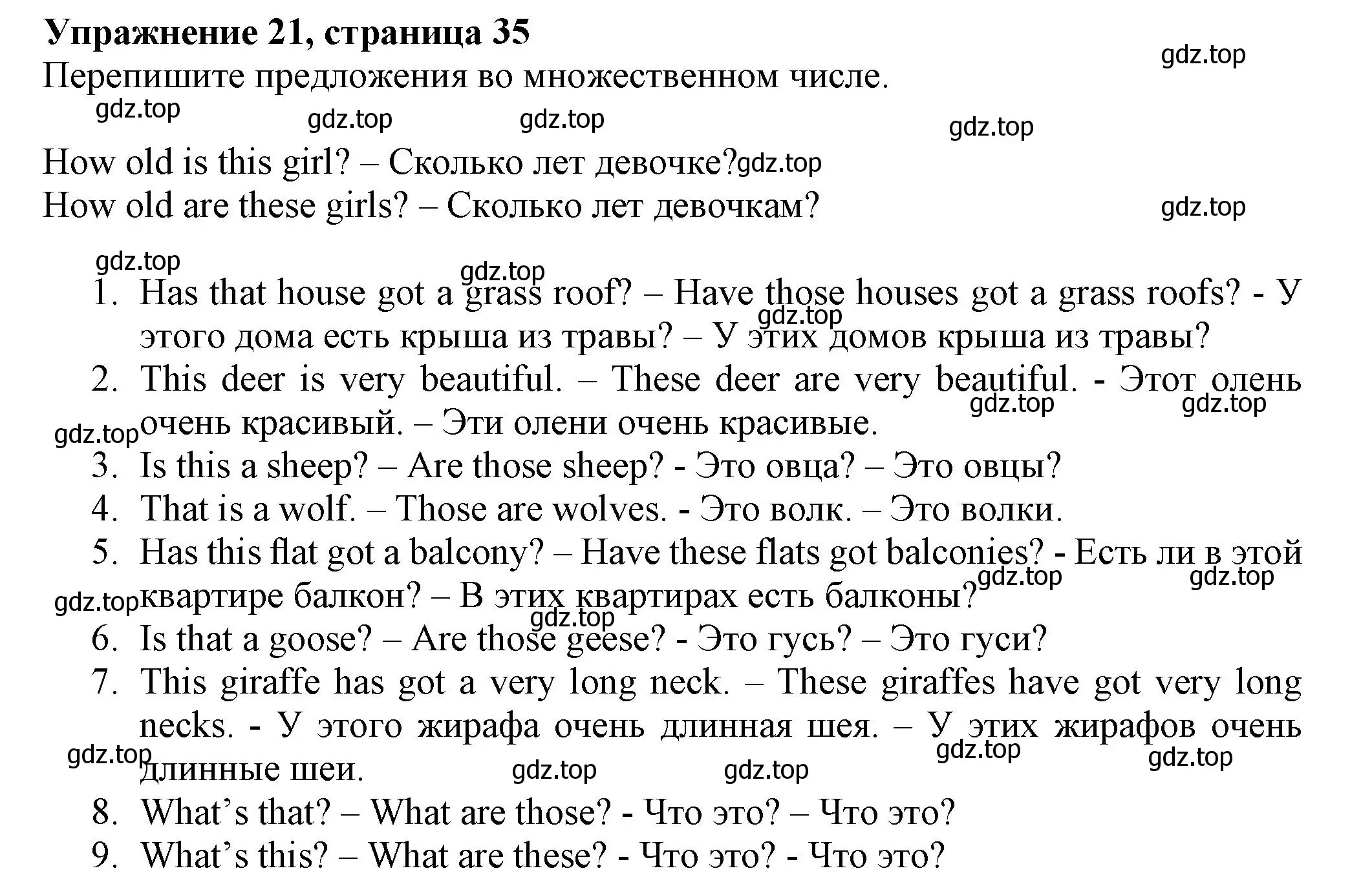 Решение номер 21 (страница 35) гдз по английскому языку 5 класс Тимофеева, грамматический тренажёр