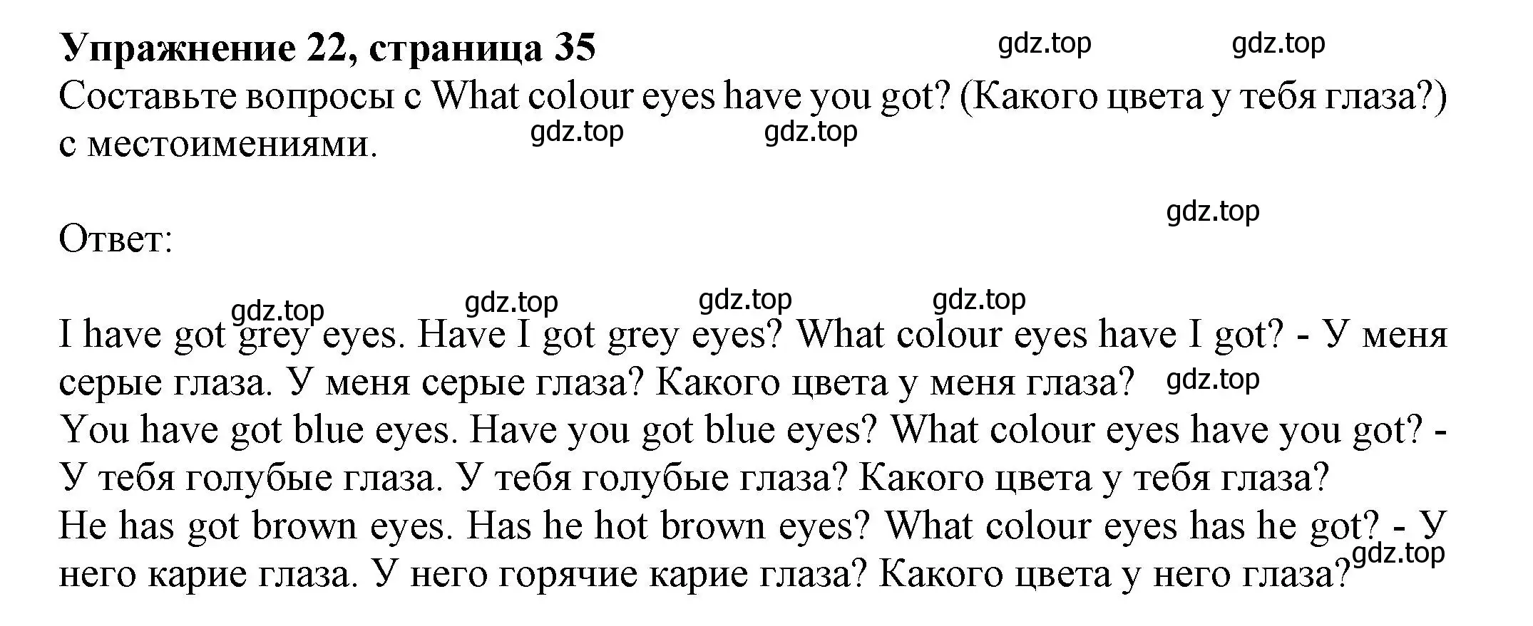 Решение номер 22 (страница 35) гдз по английскому языку 5 класс Тимофеева, грамматический тренажёр