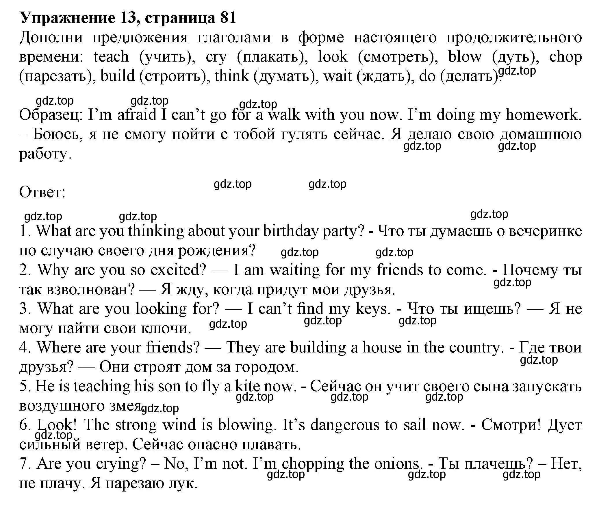 Решение номер 13 (страница 81) гдз по английскому языку 5 класс Тимофеева, грамматический тренажёр