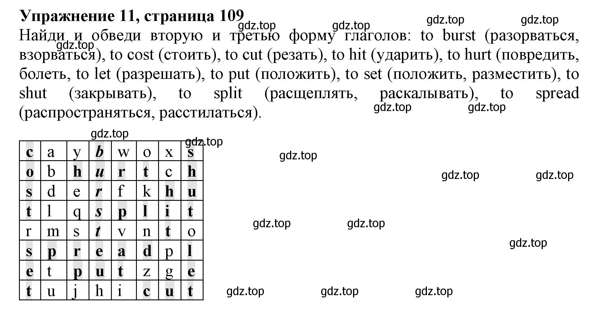 Решение номер 11 (страница 109) гдз по английскому языку 5 класс Тимофеева, грамматический тренажёр