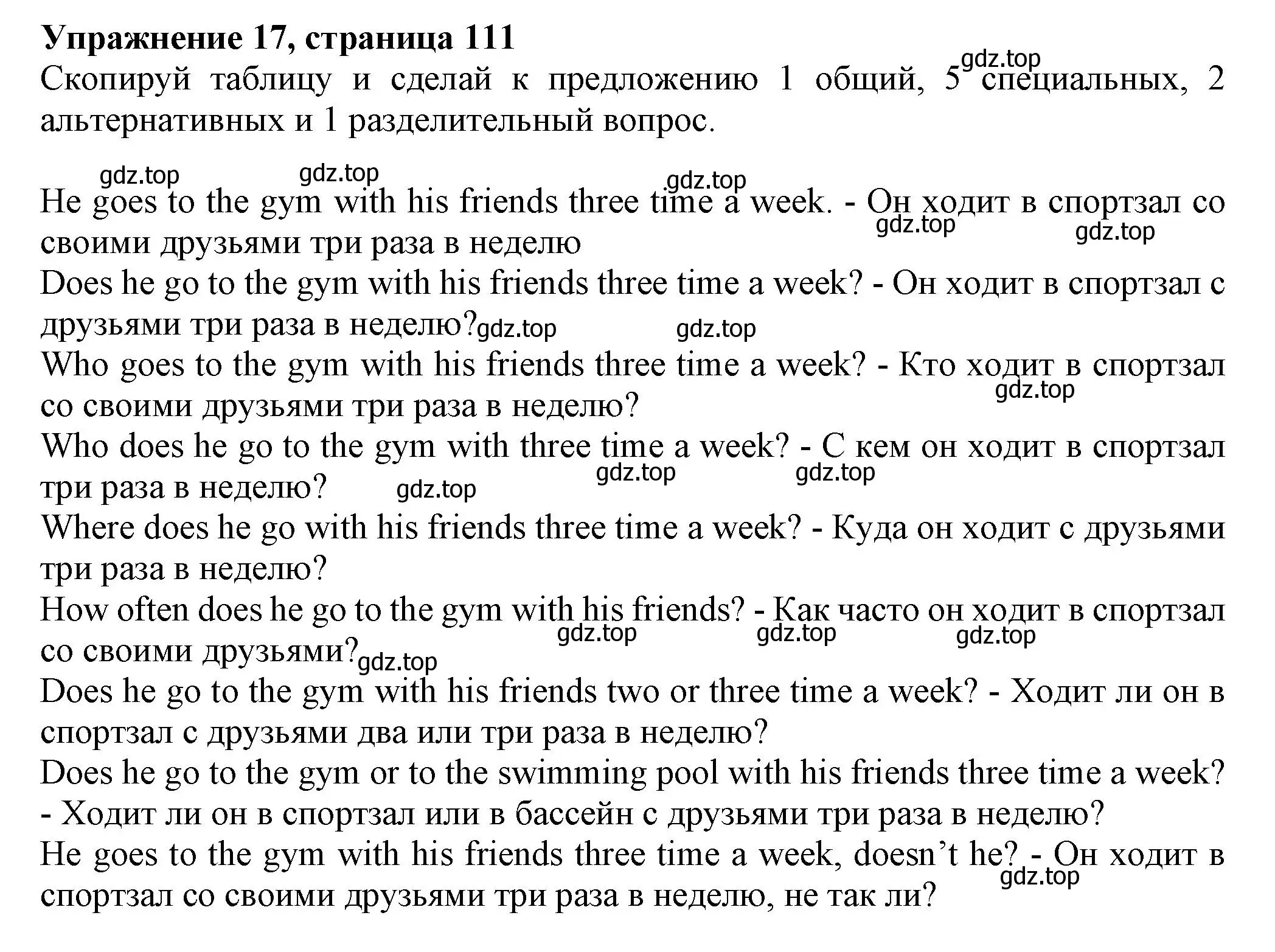 Решение номер 17 (страница 111) гдз по английскому языку 5 класс Тимофеева, грамматический тренажёр