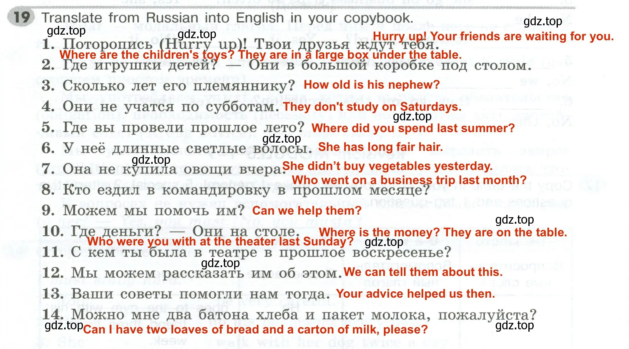 Решение 2. номер 19 (страница 112) гдз по английскому языку 5 класс Тимофеева, грамматический тренажёр