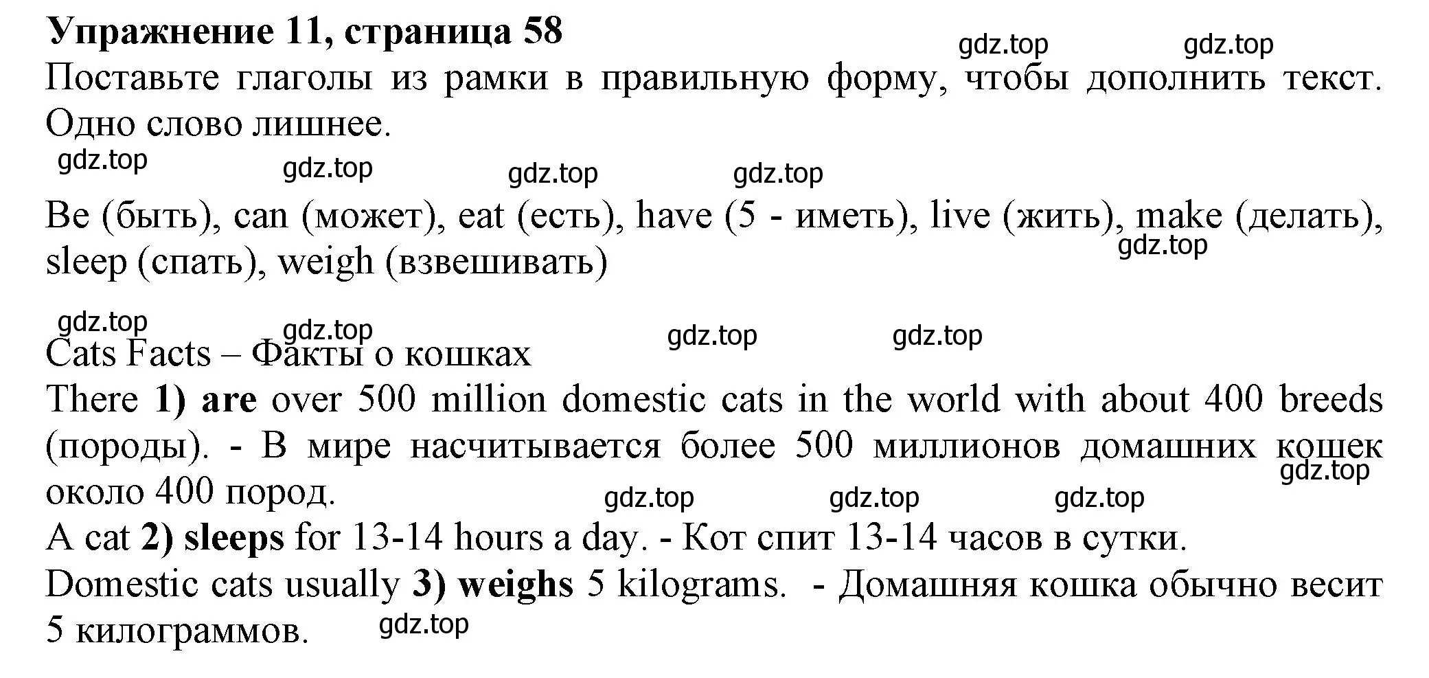 Решение номер 11 (страница 58) гдз по английскому языку 5 класс Ваулина, Подоляко, тренировочные упражнения в формате ГИА