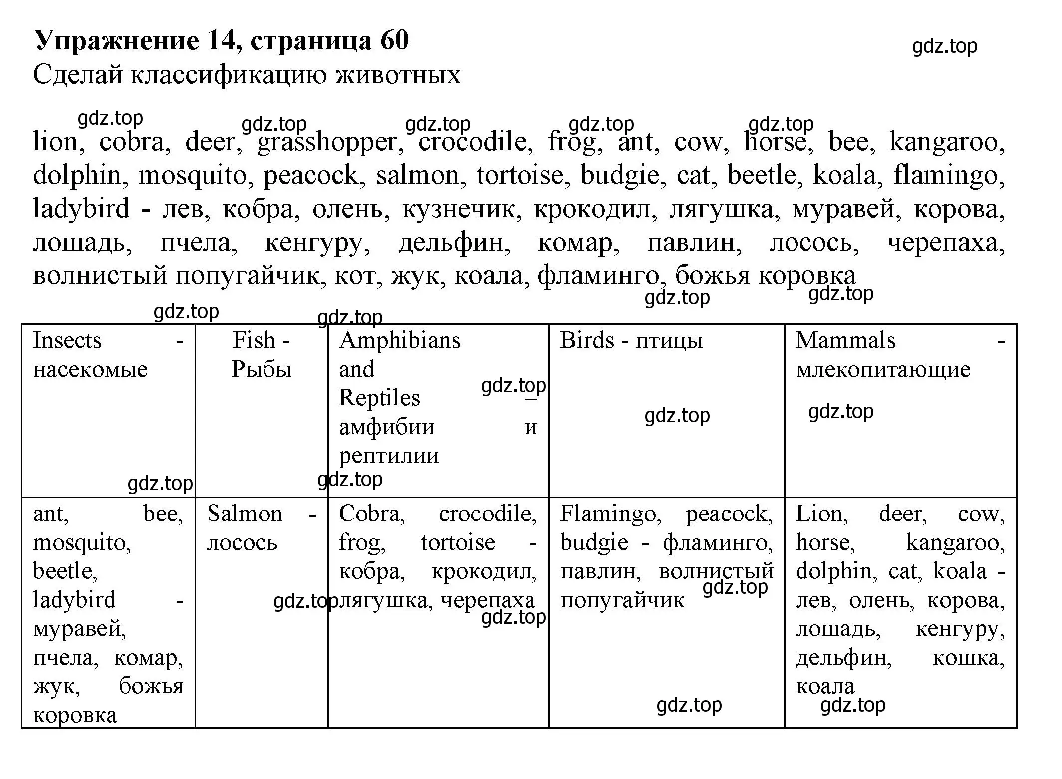 Решение номер 14 (страница 60) гдз по английскому языку 5 класс Ваулина, Подоляко, тренировочные упражнения в формате ГИА