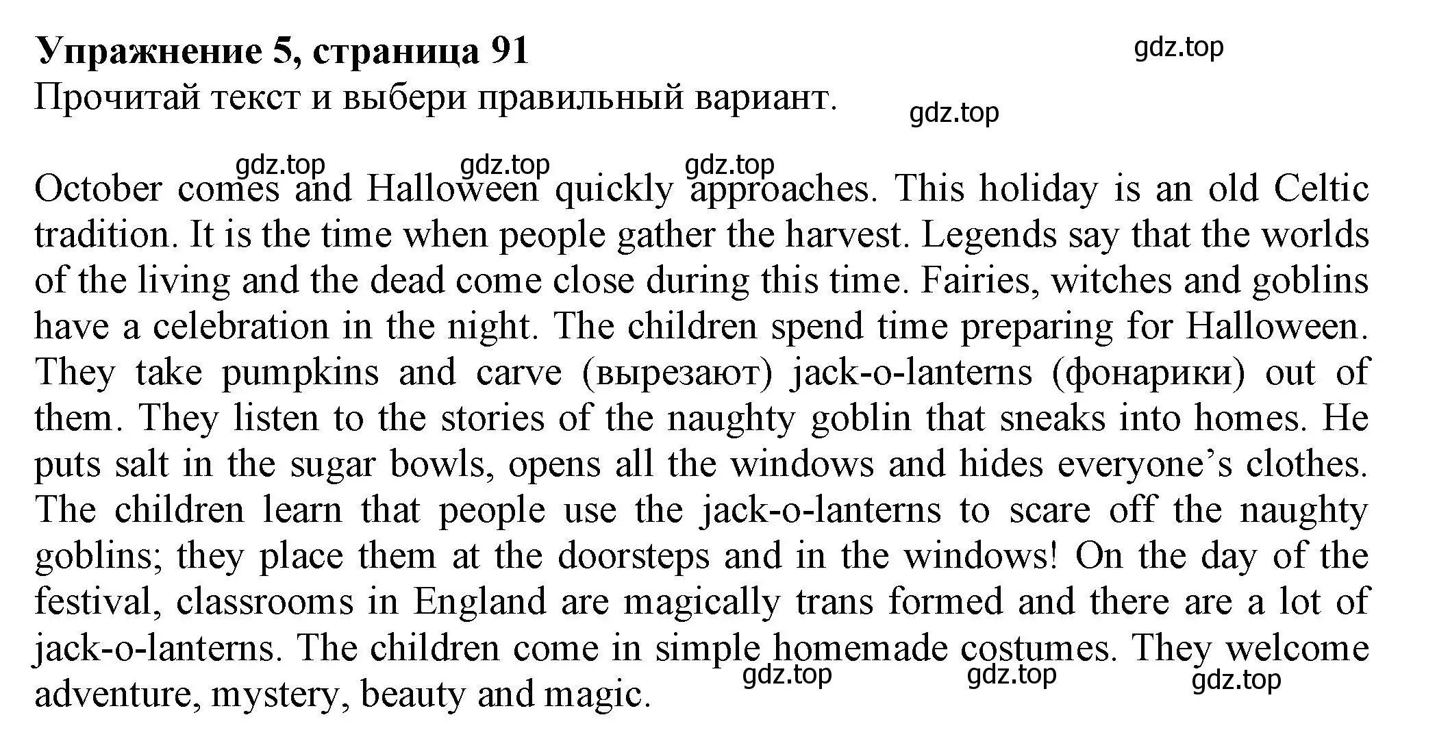 Решение номер 5 (страница 91) гдз по английскому языку 5 класс Ваулина, Подоляко, тренировочные упражнения в формате ГИА