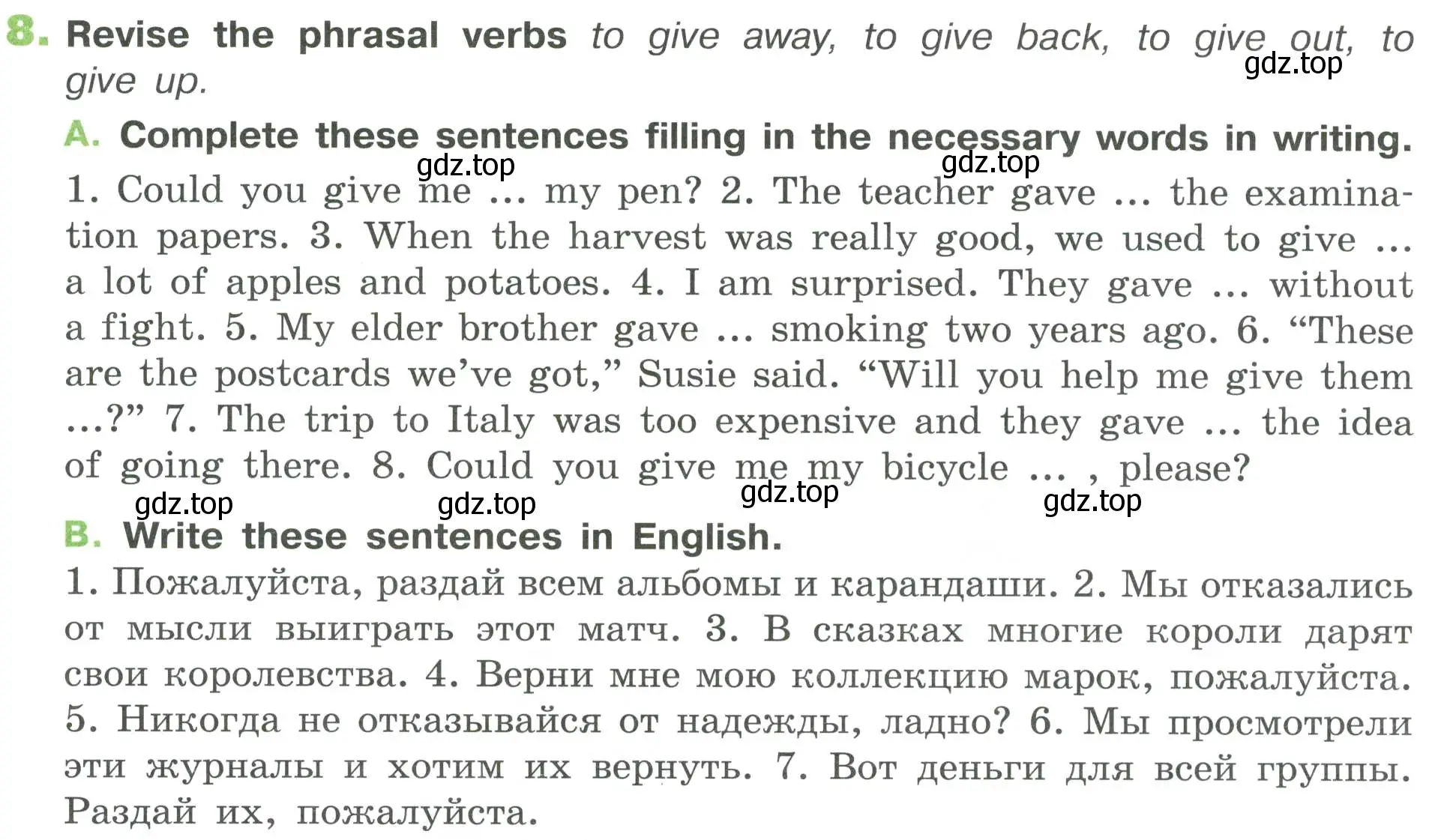 Условие номер 8 (страница 101) гдз по английскому языку 6 класс Афанасьева, Михеева, рабочая тетрадь